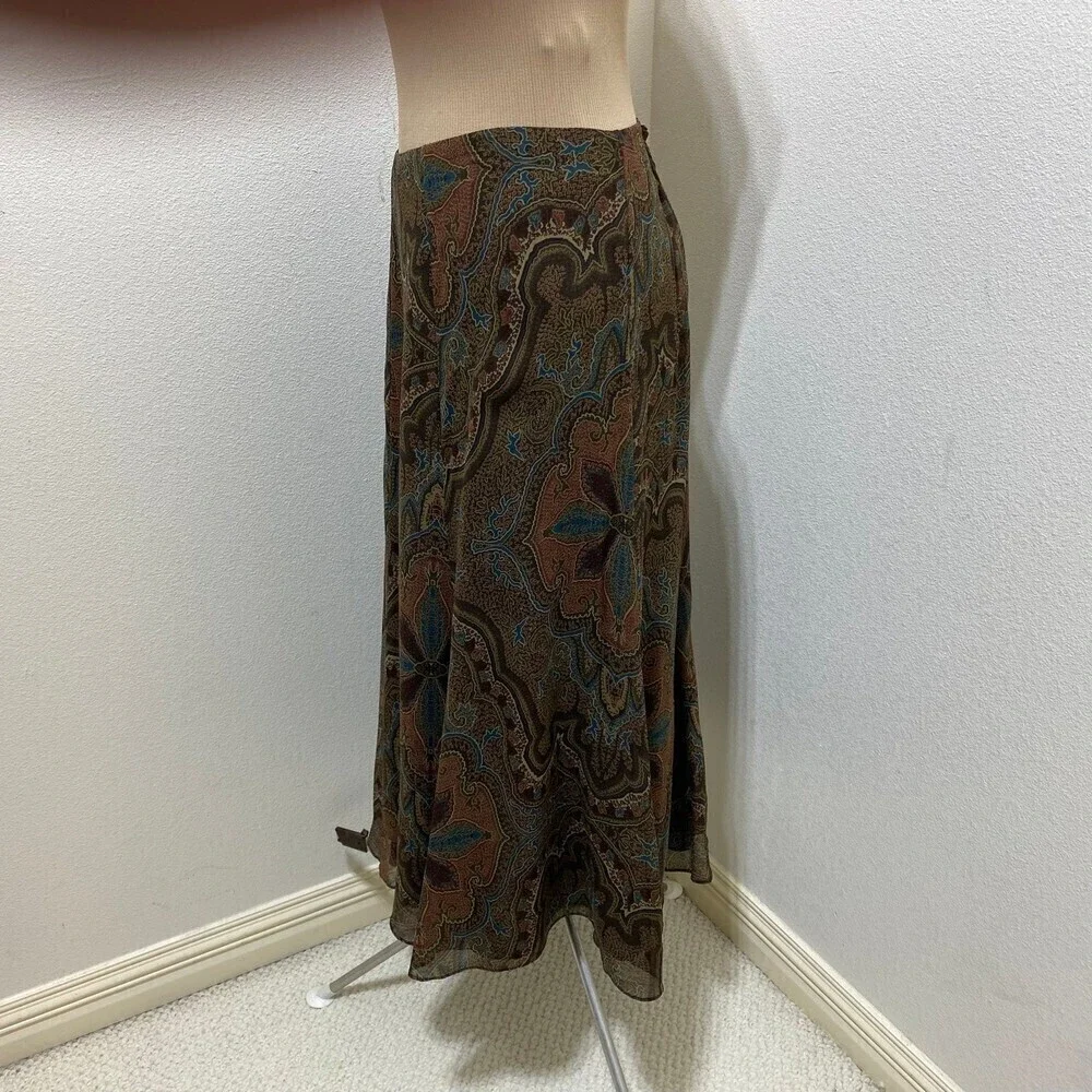 Lauren Ralph Lauren 100% Silk Vintage Paisley Print Skirt Size 22W - Picture 5 of 7